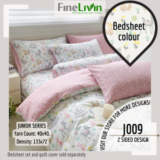 FineLivin Single / Super Single Pure Cotton Fitted Bedsheet Set