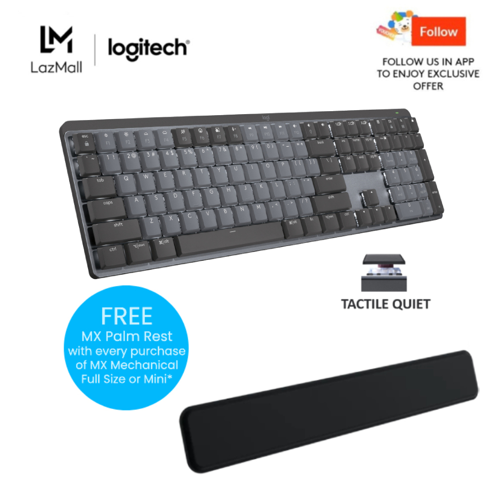 Logitech MX Mechanical Wireless Illuminated Performance Keyboard + Logitech Palm Rest Bundle