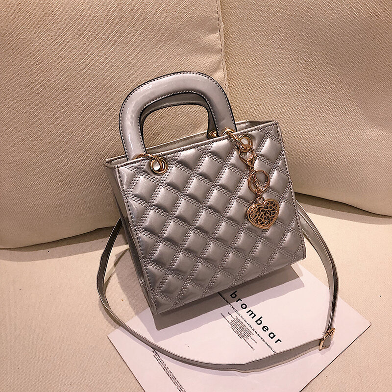 Diamond Pattern Patent Leather Glossy Mini All-Match Shoulder Bag