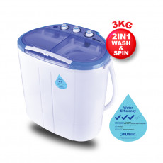 PowerPac 2in1 Mini Washing Machine Wash & Fast Spin Laundry (PPW920)