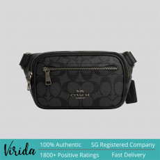 Coach Mini Belt Bag In Signature Canvas Charcoal CN503