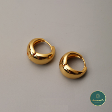 SG Brand - Gold Plated Bean Huggie Earrings by Charmante